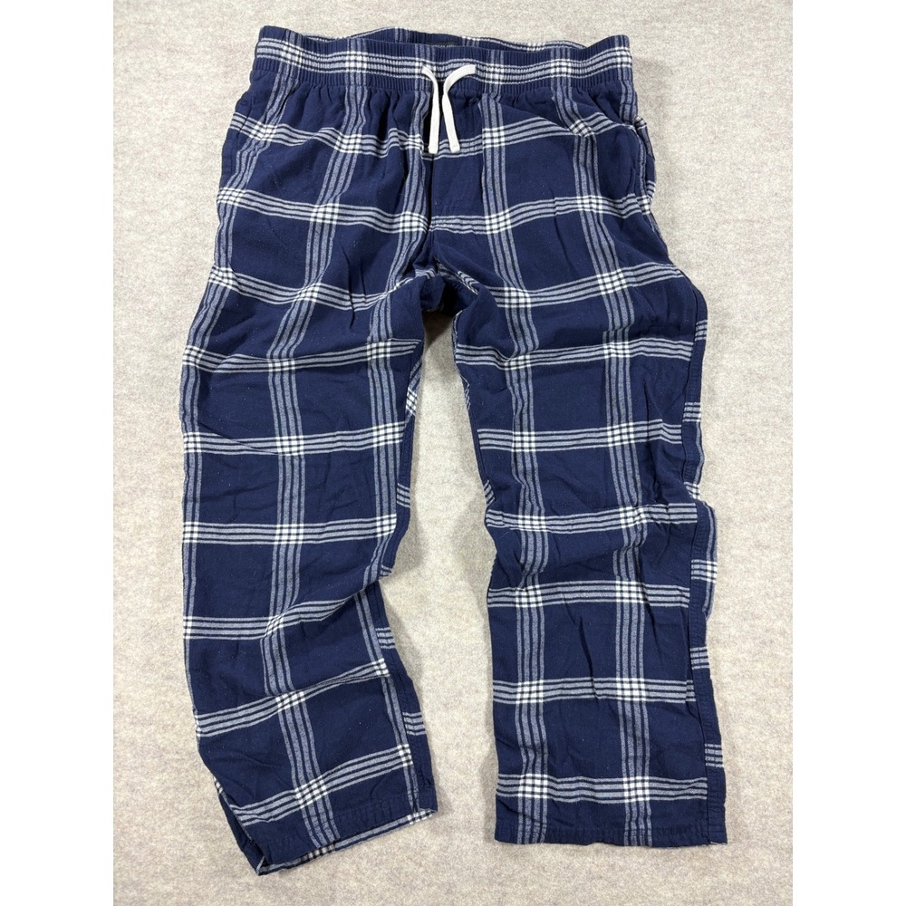 American Eagle AE Lounge Mens XL Blue Plaid Pajama Pants Cotton Blend Drawstring